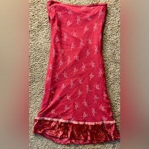 MODA brand Size Med. Woman’s strapless pink dress Velvet Great preused condition